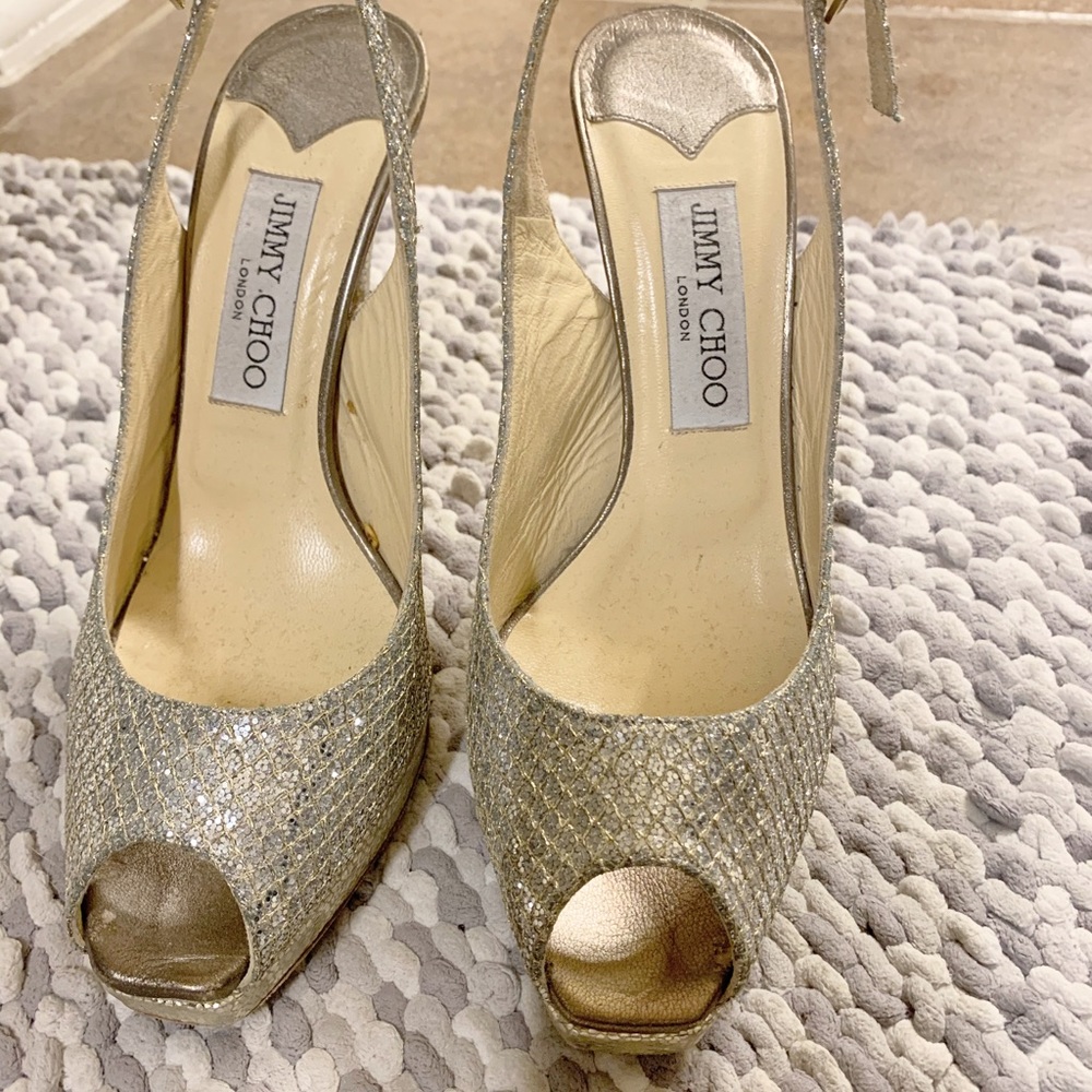 Jimmy Cho Clue' Glitter Slingback Pump